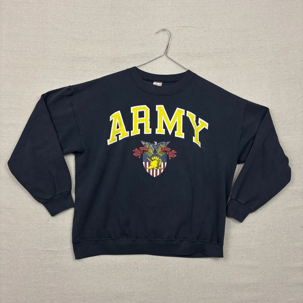 VTG ARMY West Point Black Crewneck Sweatshirt Mens USA Made Graphic‎ Pullover